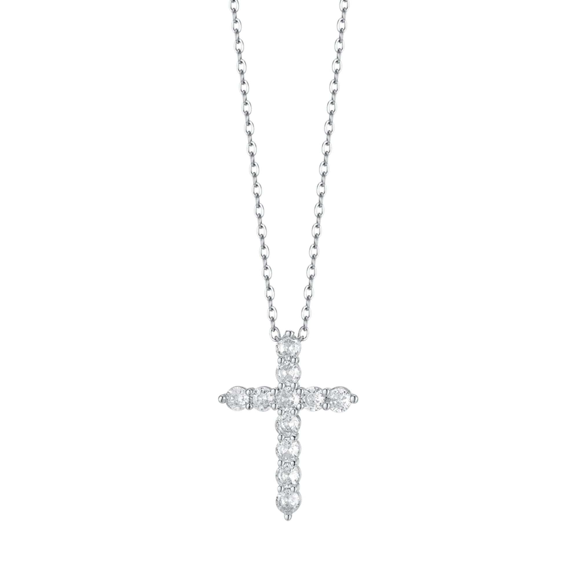 COLLANA DONNA IN ACCIAIO CON CROCE CON CRISTALLI BIANCHI - Image 4