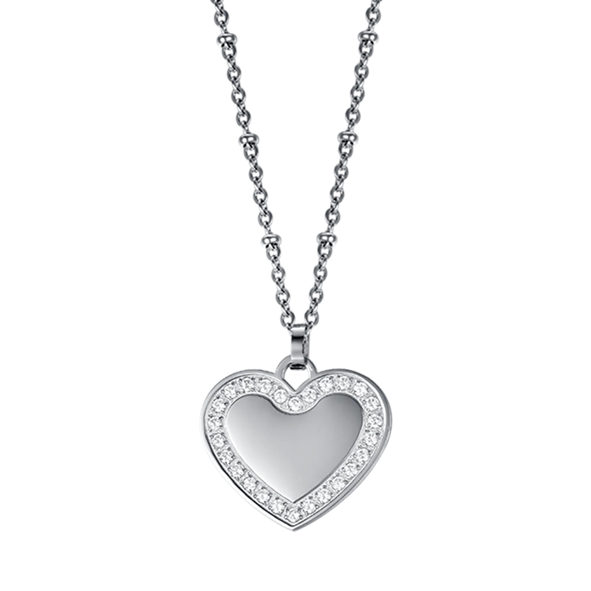 COLLANA DONNA IN ACCIAIO CON CUORE CON CRISTALLI BIANCHI - Image 4