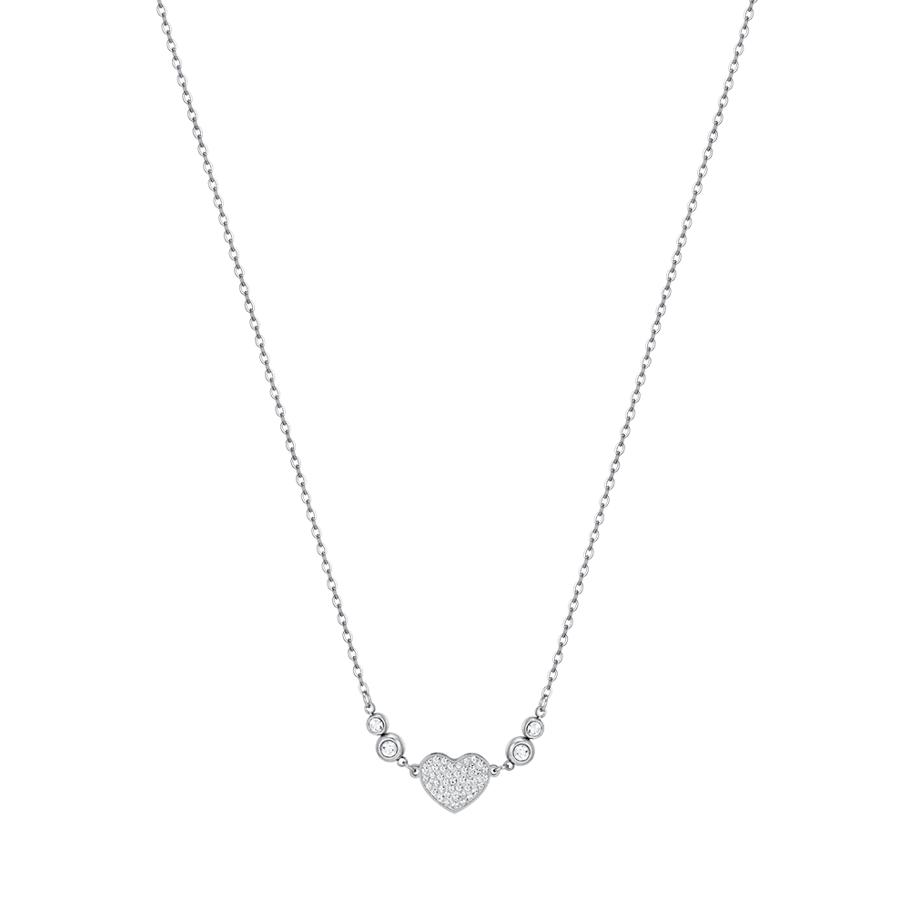 COLLANA DONNA IN ACCIAIO CON CUORE CON CRISTALLI BIANCHI