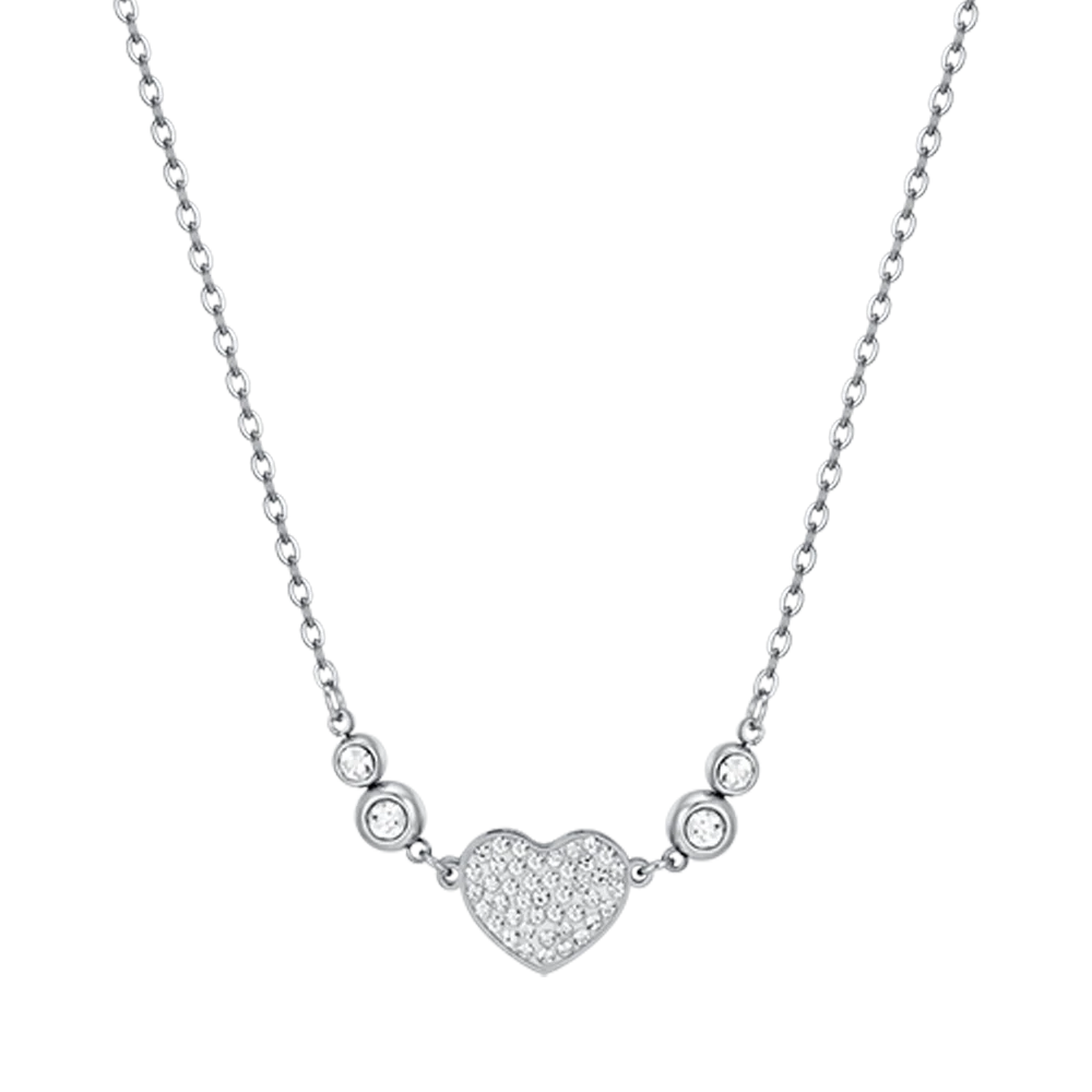 COLLANA DONNA IN ACCIAIO CON CUORE CON CRISTALLI BIANCHI - Image 4