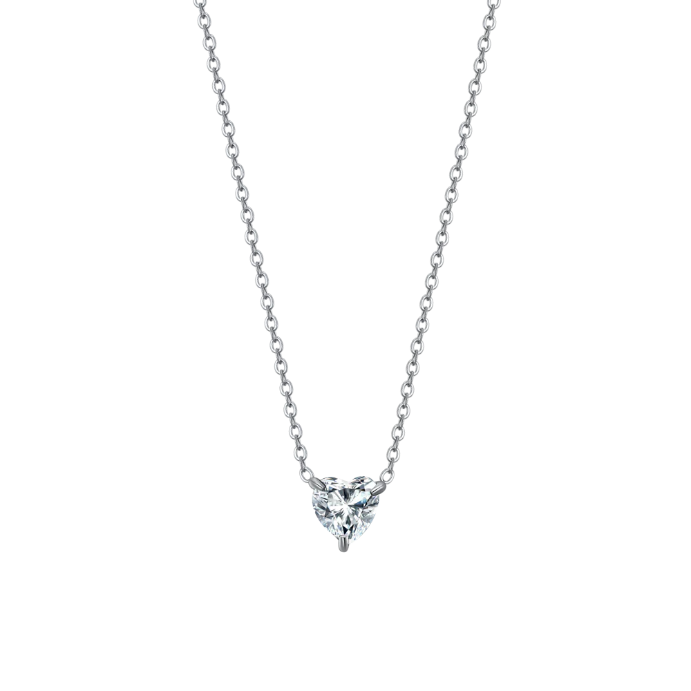 COLLANA DONNA IN ACCIAIO CON CUORE CRISTALLO BIANCO