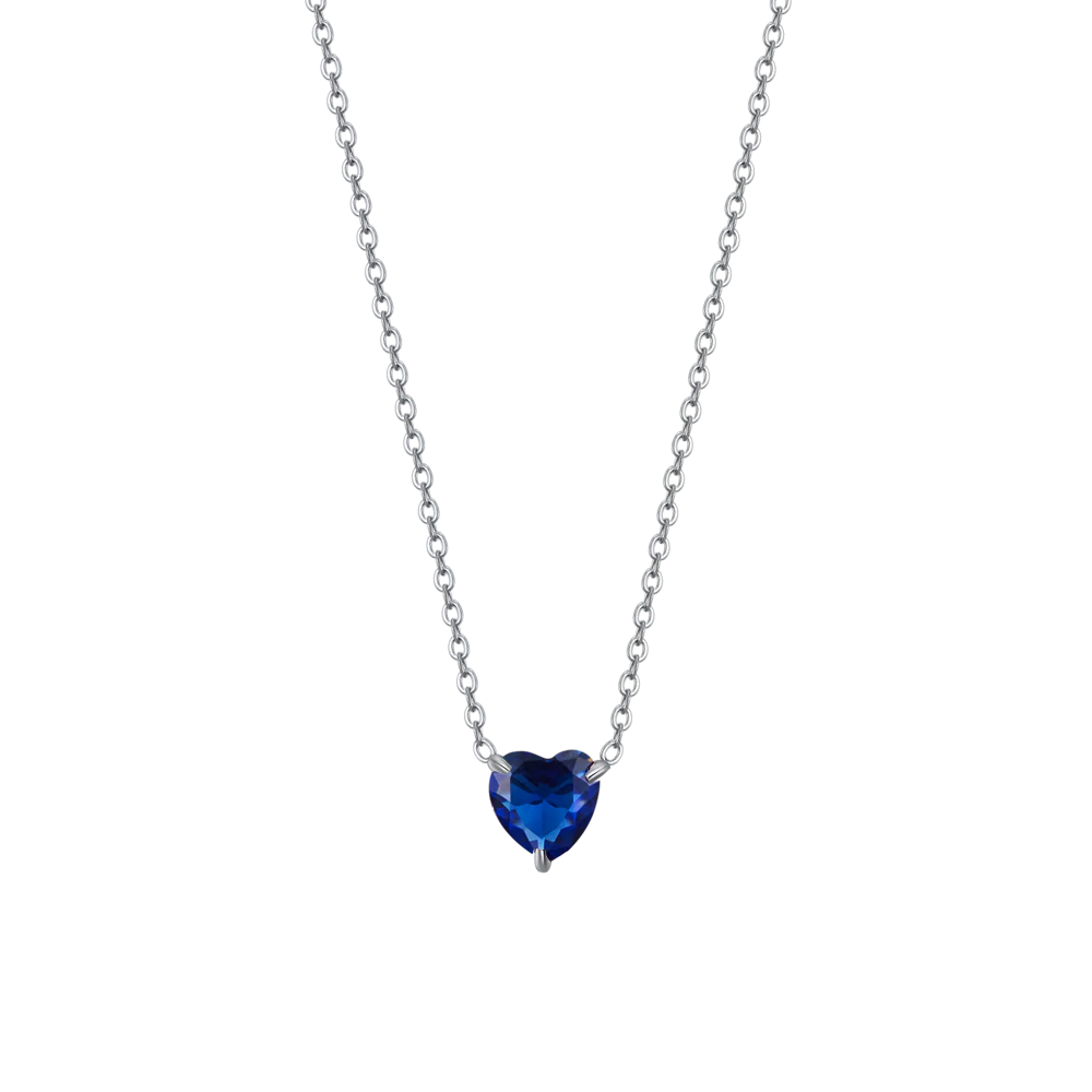 COLLANA DONNA IN ACCIAIO CON CUORE CRISTALLO BLU