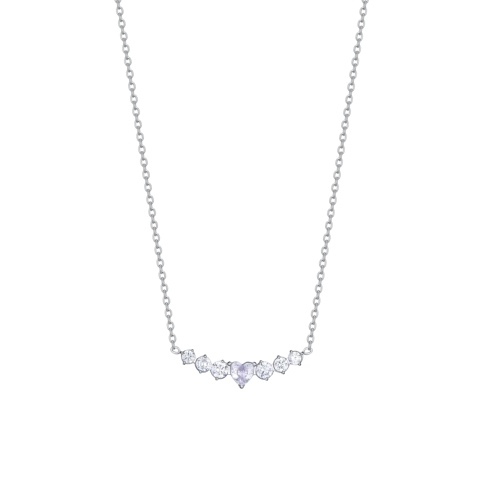 COLLANA DONNA IN ACCIAIO CON CUORE E CRISTALLI BIANCHI