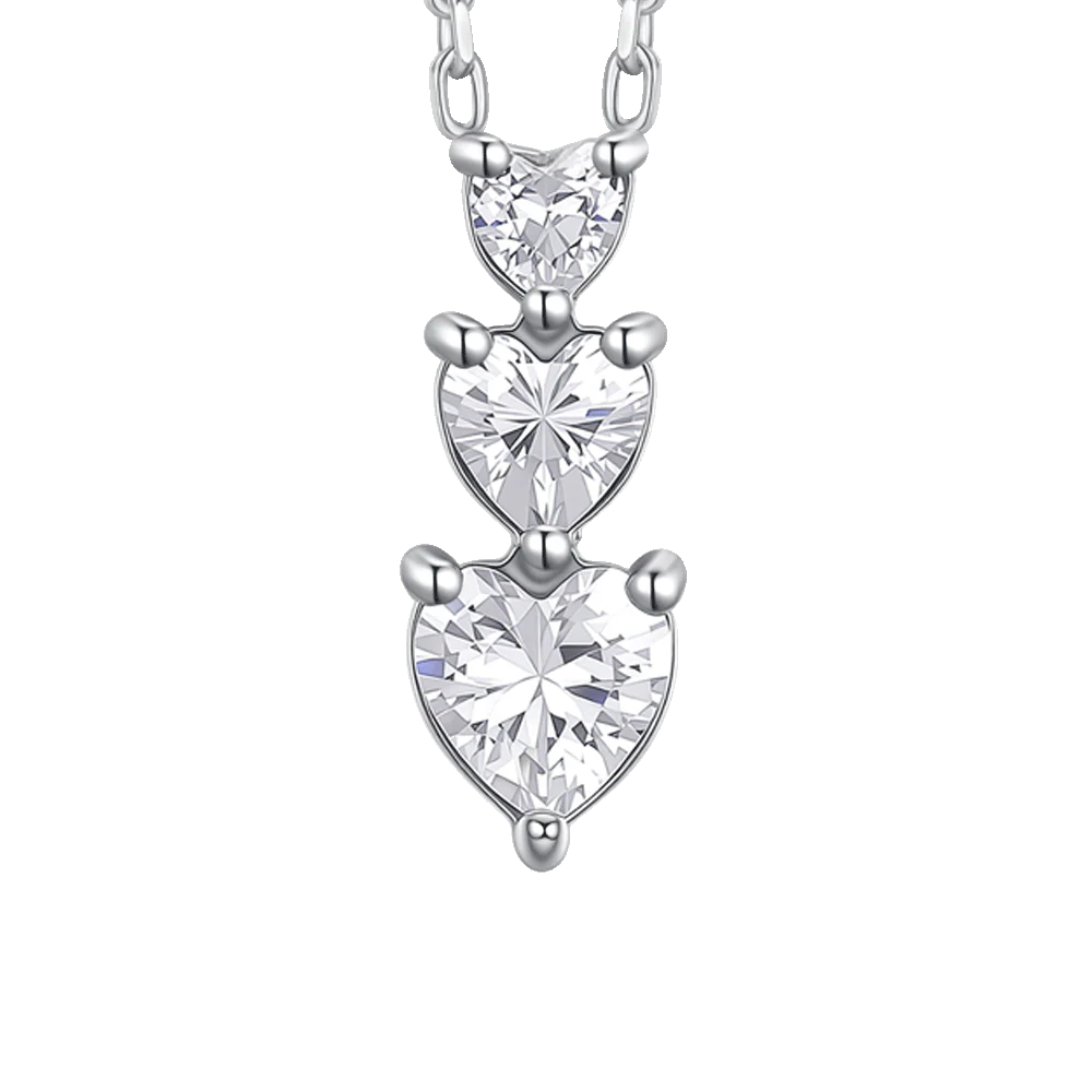 COLLANA DONNA IN ACCIAIO CON CUORI CON ZIRCONI BIANCHI - Image 3