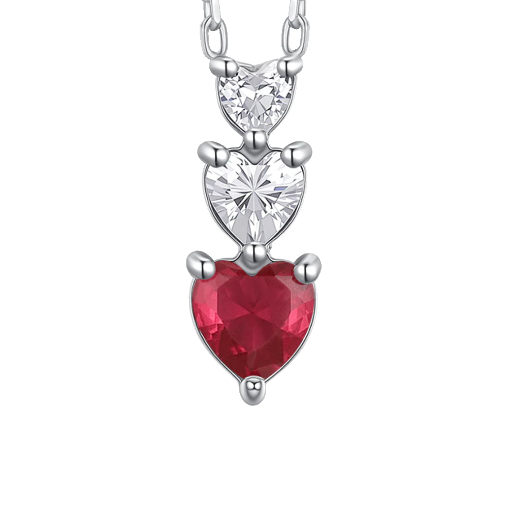 COLLANA DONNA IN ACCIAIO CON CUORI CON ZIRONI BIANCHI E ROSSI - Image 5