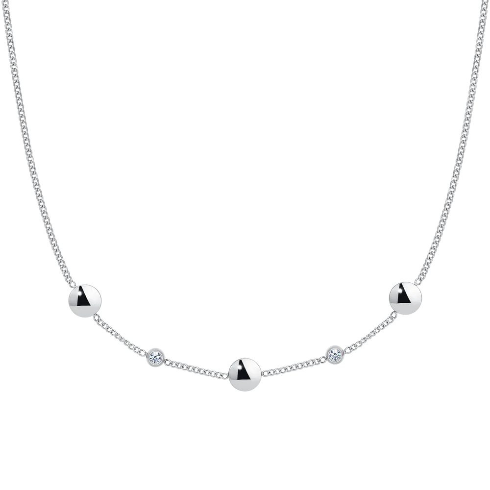 COLLANA DONNA IN ACCIAIO CON ELEMENTI IN ACCIAIO E CRISTALLI BIANCHI - Image 3