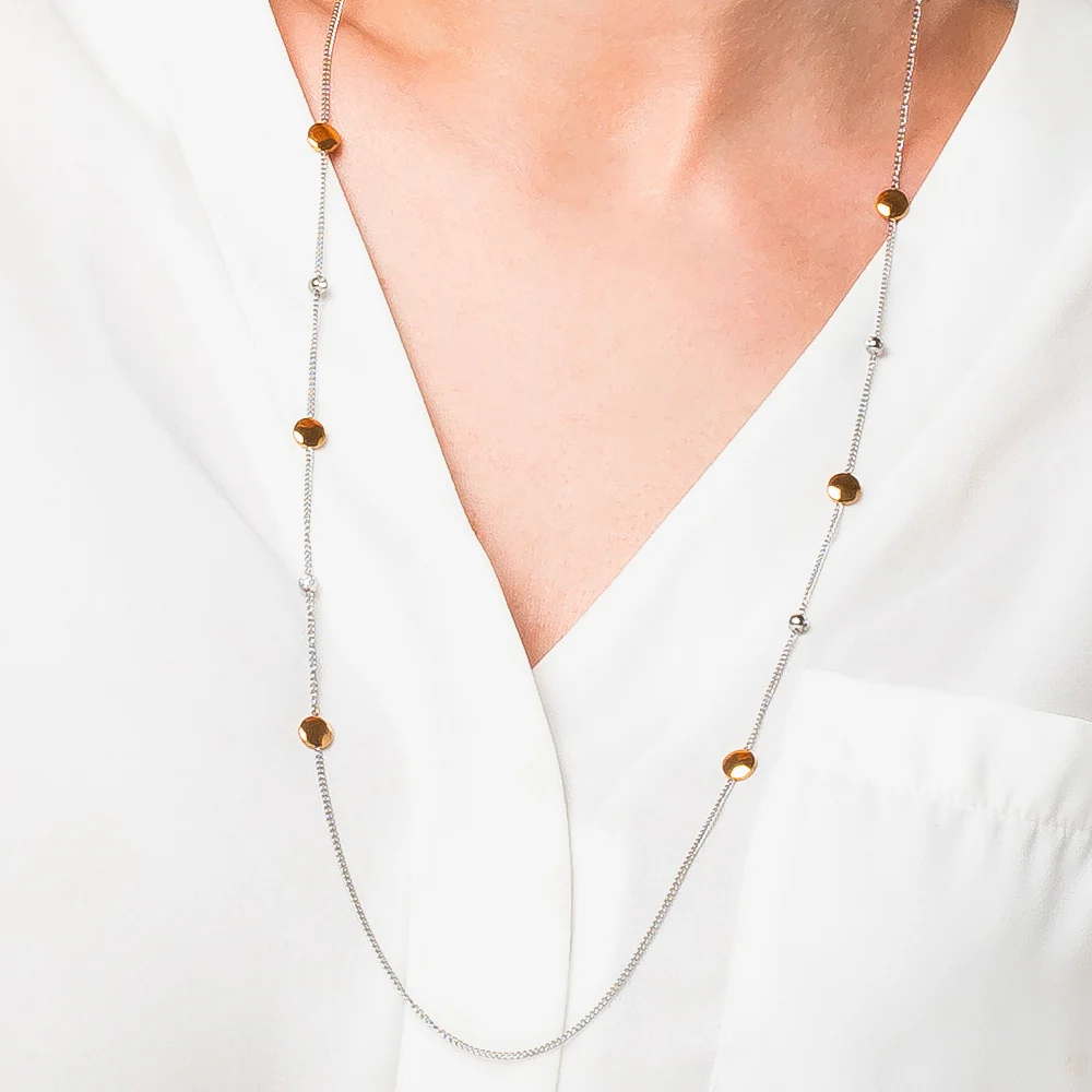 COLLANA DONNA IN ACCIAIO CON ELEMENTI IN ACCIAIO IP GOLD E CRISTALLI BIANCHI - Image 2