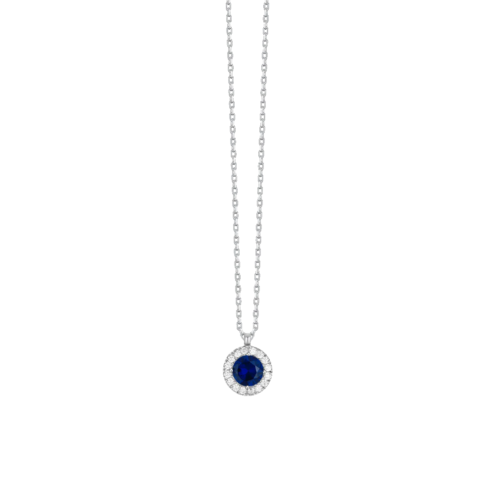 COLLANA DONNA IN ACCIAIO CON ELEMENTO CON ZIRCONI BLU E BIANCHI