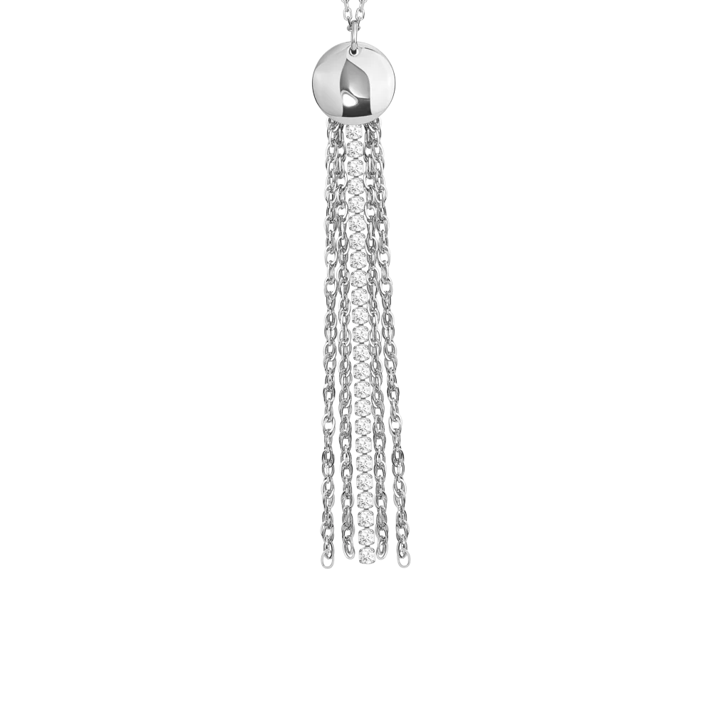 COLLANA DONNA IN ACCIAIO CON ELEMENTO IN ACCIAIO E CRISTALLI BIANCHI - Image 5
