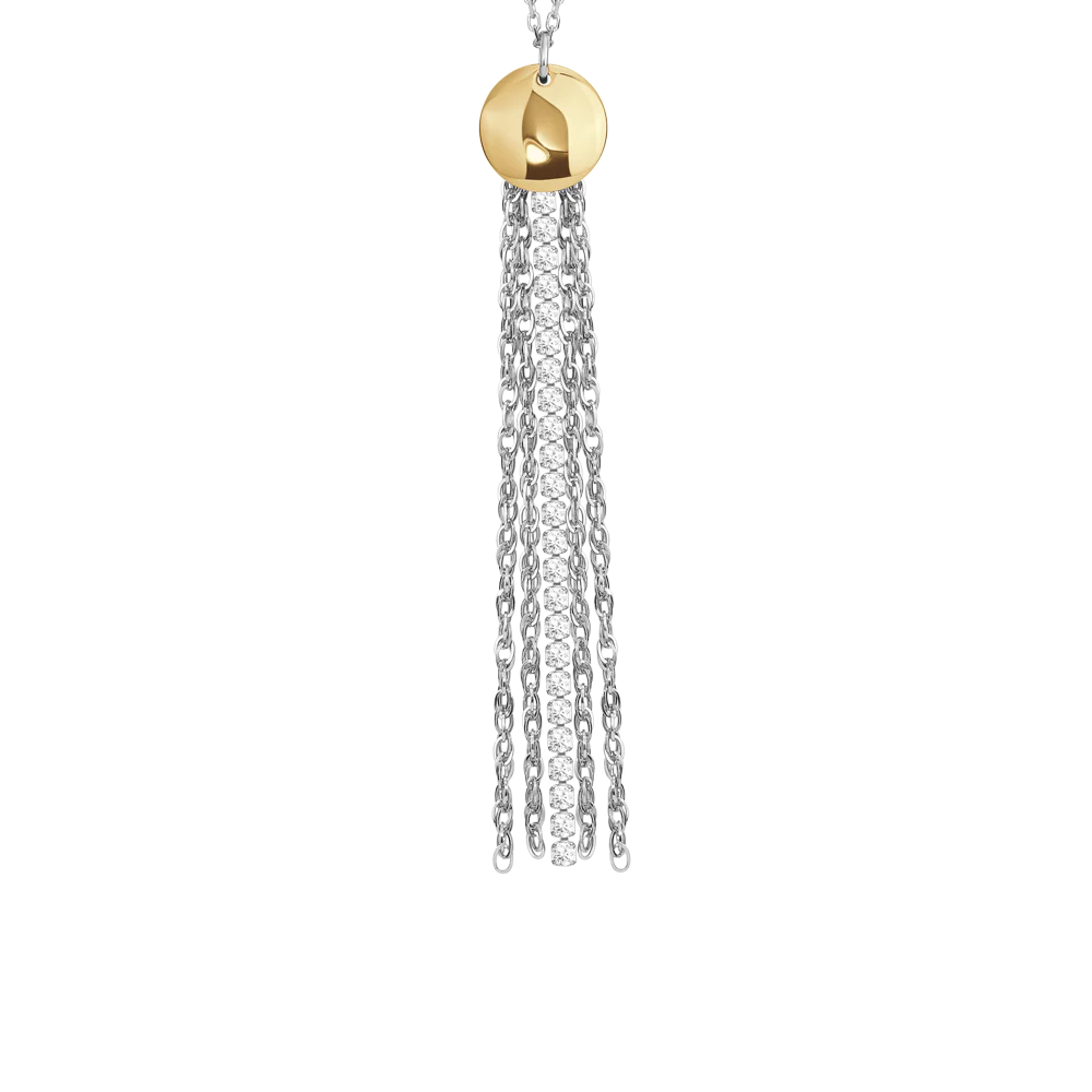 COLLANA DONNA IN ACCIAIO CON ELEMENTO IN ACCIAIO IP GOLD E CRISTALLI BIANCHI - Image 5