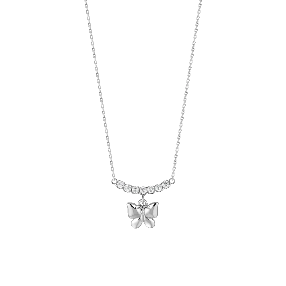 COLLANA DONNA IN ACCIAIO CON FARFALLA E ZIRCONI BIANCHI