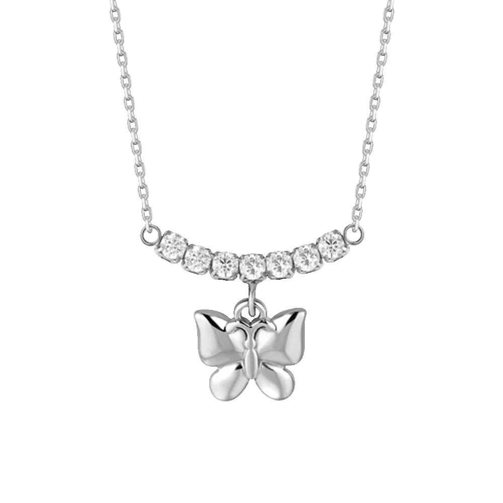 COLLANA DONNA IN ACCIAIO CON FARFALLA E ZIRCONI BIANCHI - Image 4