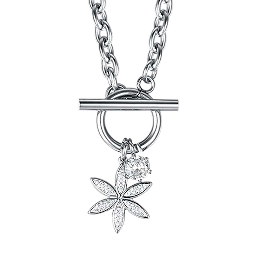 COLLANA DONNA IN ACCIAIO CON FIORE DELLA VITA CON CRISTALLI BIANCHI - Image 4