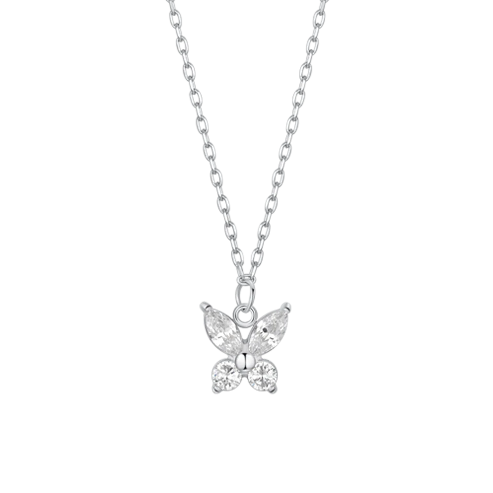 COLLANA DONNA IN ACCIAIO CON PENDENTE FARFALLA ED ALI ZIRCONE BIANCO - Image 4