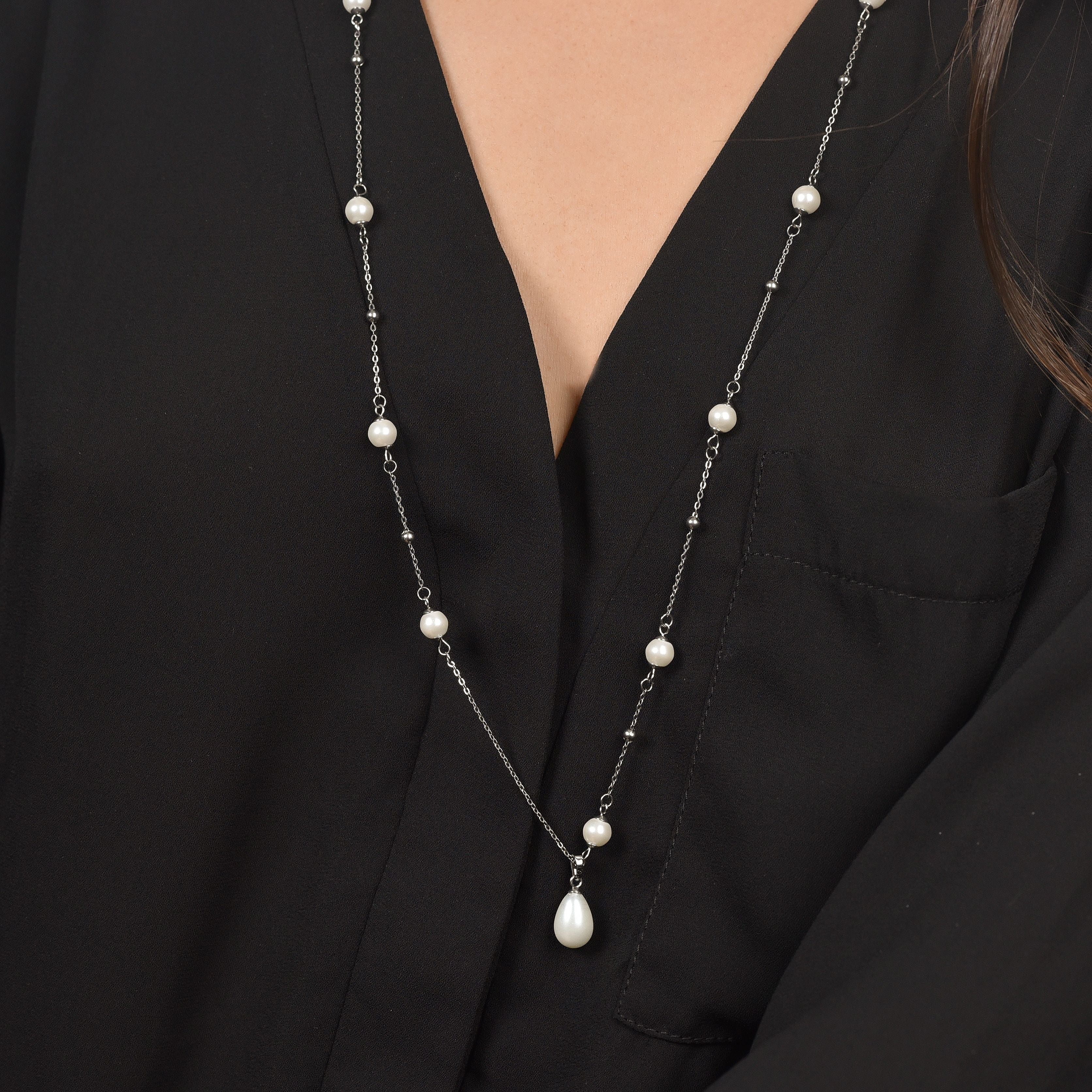 COLLANA DONNA IN ACCIAIO CON PERLE - Image 2