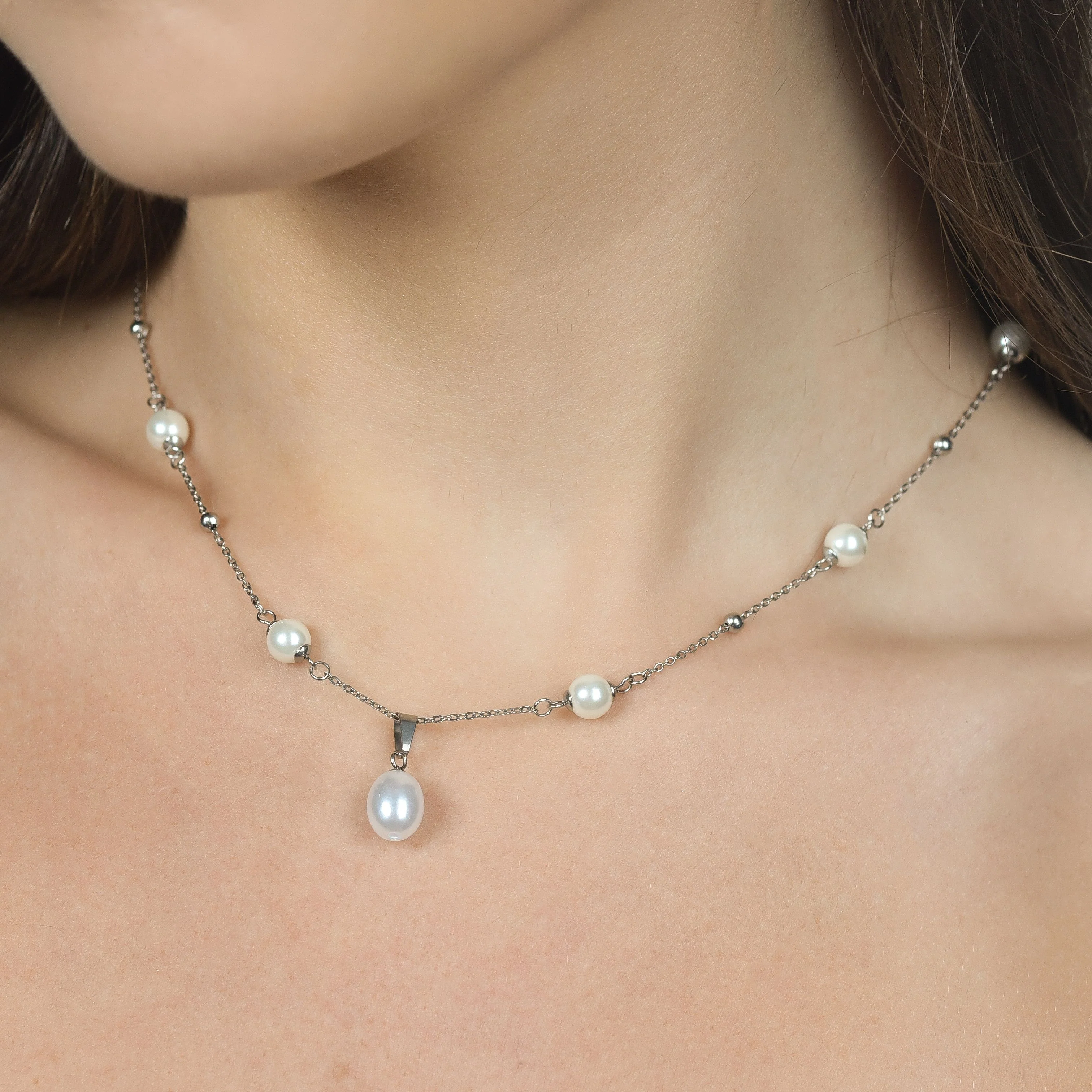 COLLANA DONNA IN ACCIAIO CON PERLE - Image 2