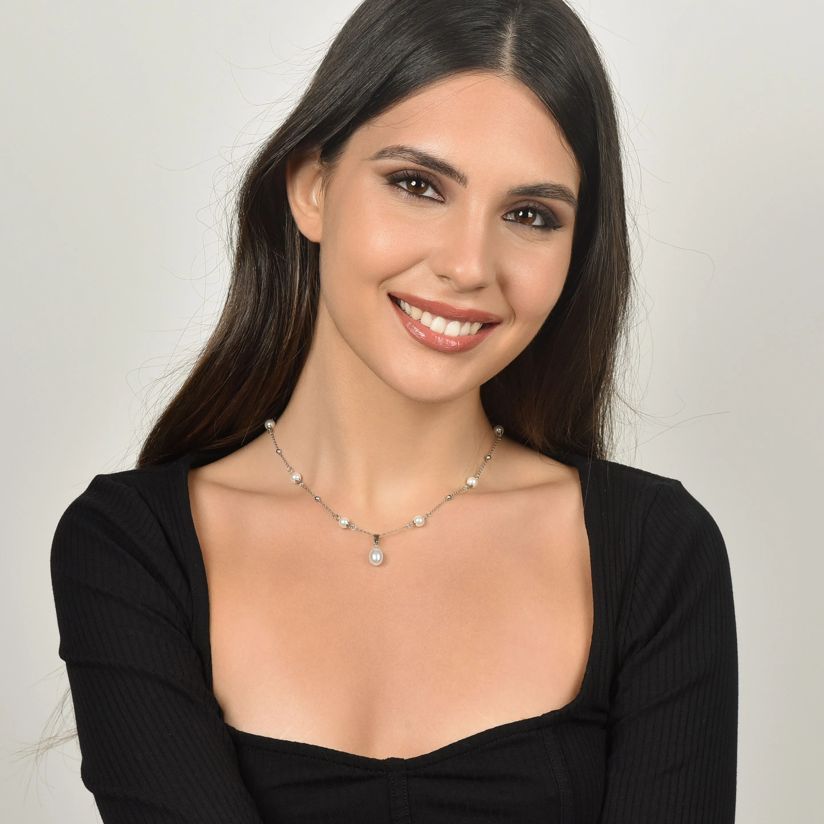 COLLANA DONNA IN ACCIAIO CON PERLE - Image 3