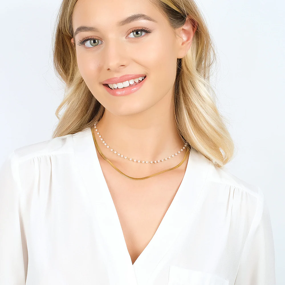 COLLANA DONNA IN ACCIAIO CON PERLE BIANCHE - Image 8