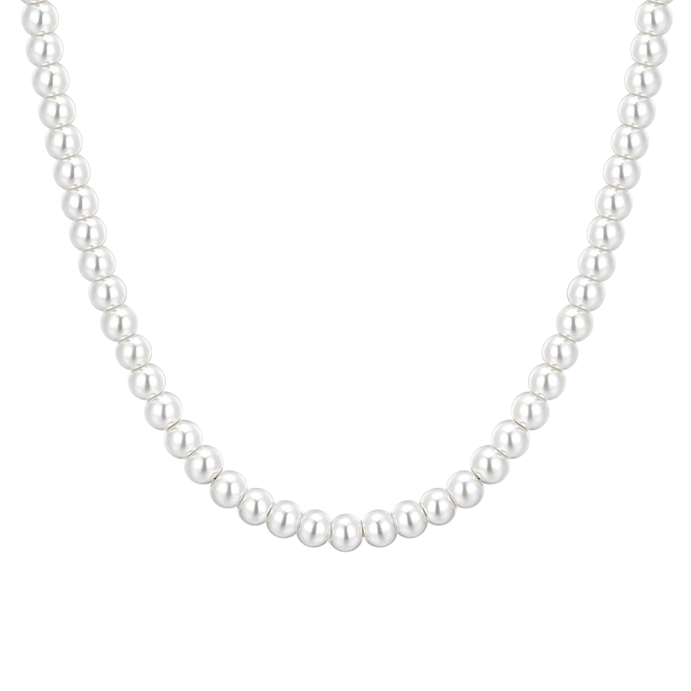 COLLANA DONNA IN ACCIAIO CON PERLE BIANCHE