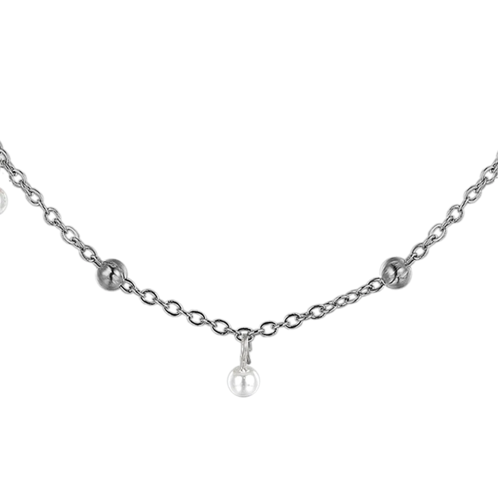 COLLANA DONNA IN ACCIAIO CON PERLE BIANCHE - Image 2