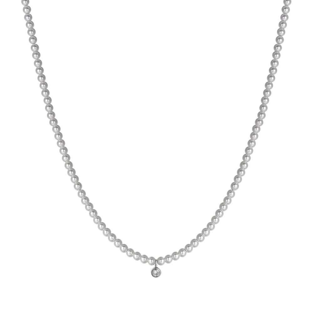 COLLANA DONNA IN ACCIAIO CON PERLE CON CRISTALLO BIANCO