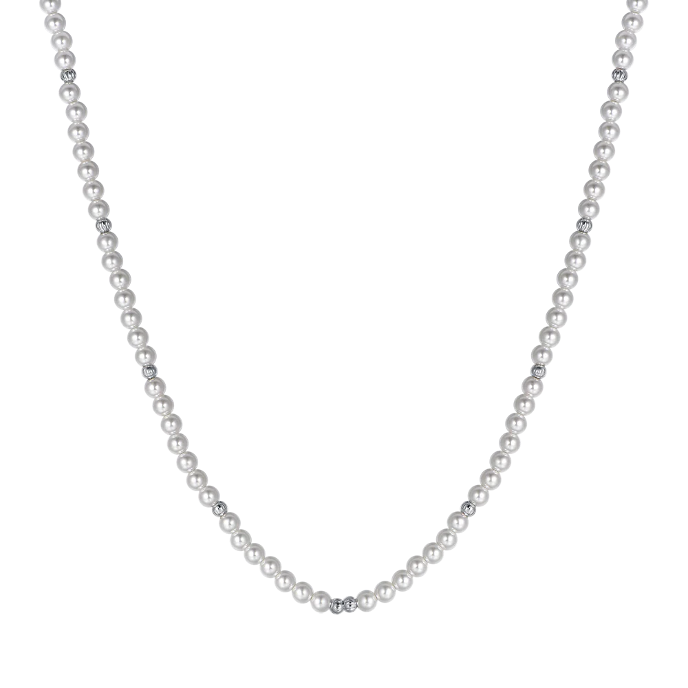COLLANA DONNA IN ACCIAIO CON PERLE ED ELEMENTI IN ACCIAIO