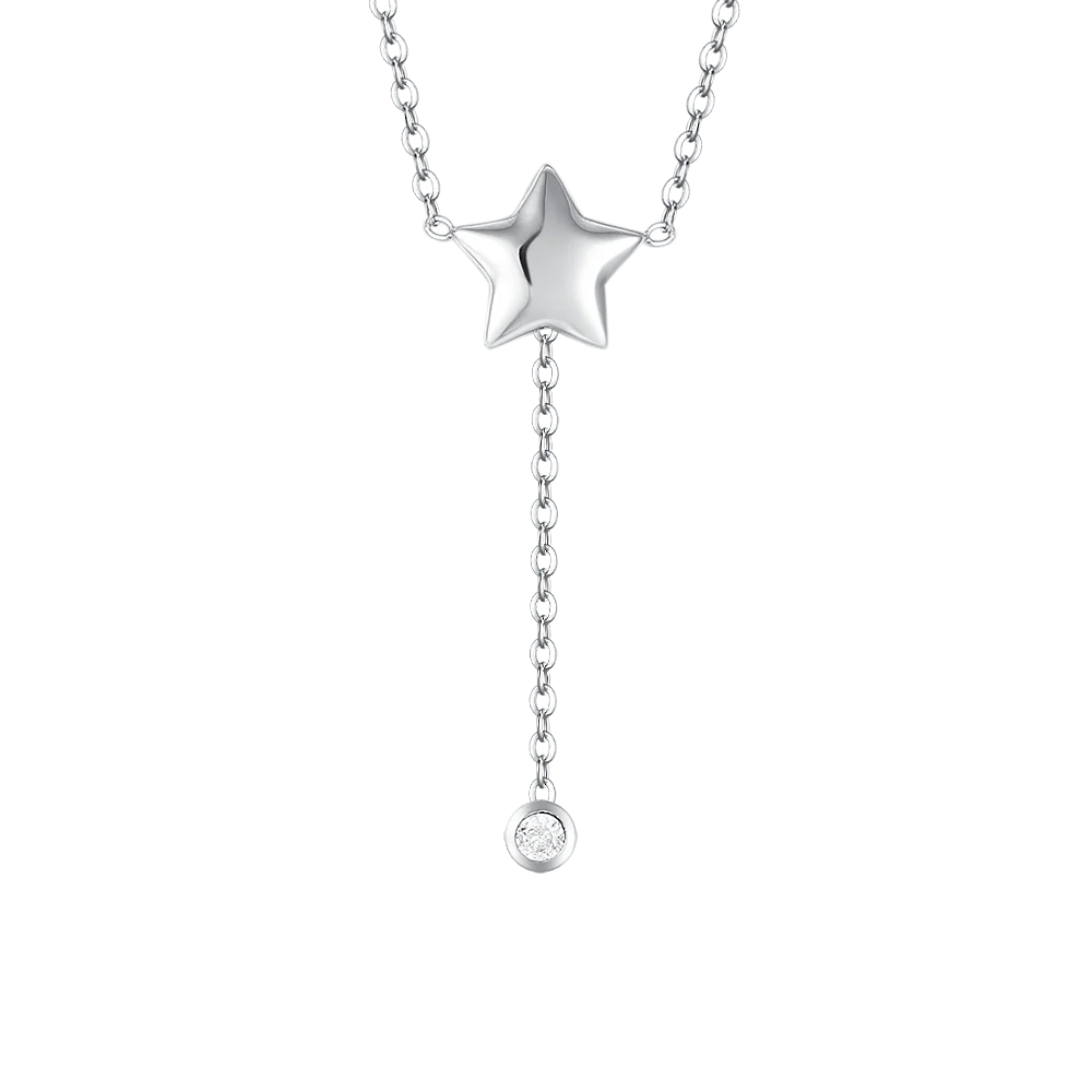 COLLANA DONNA IN ACCIAIO CON PERLE, STELLA E ZICONE BIANCO - Image 5