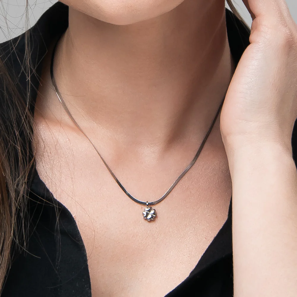 COLLANA DONNA IN ACCIAIO CON QUADRIFOGLIO - Image 2