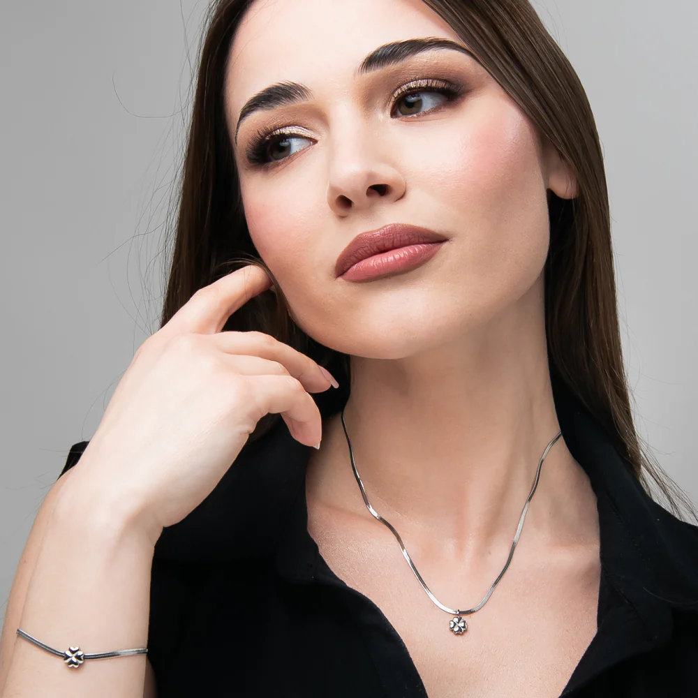 COLLANA DONNA IN ACCIAIO CON QUADRIFOGLIO - Image 4