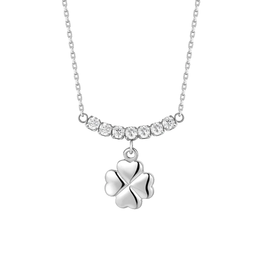 COLLANA DONNA IN ACCIAIO CON QUADRIFOGLIO E ZIRCONI BIANCHI - Image 4
