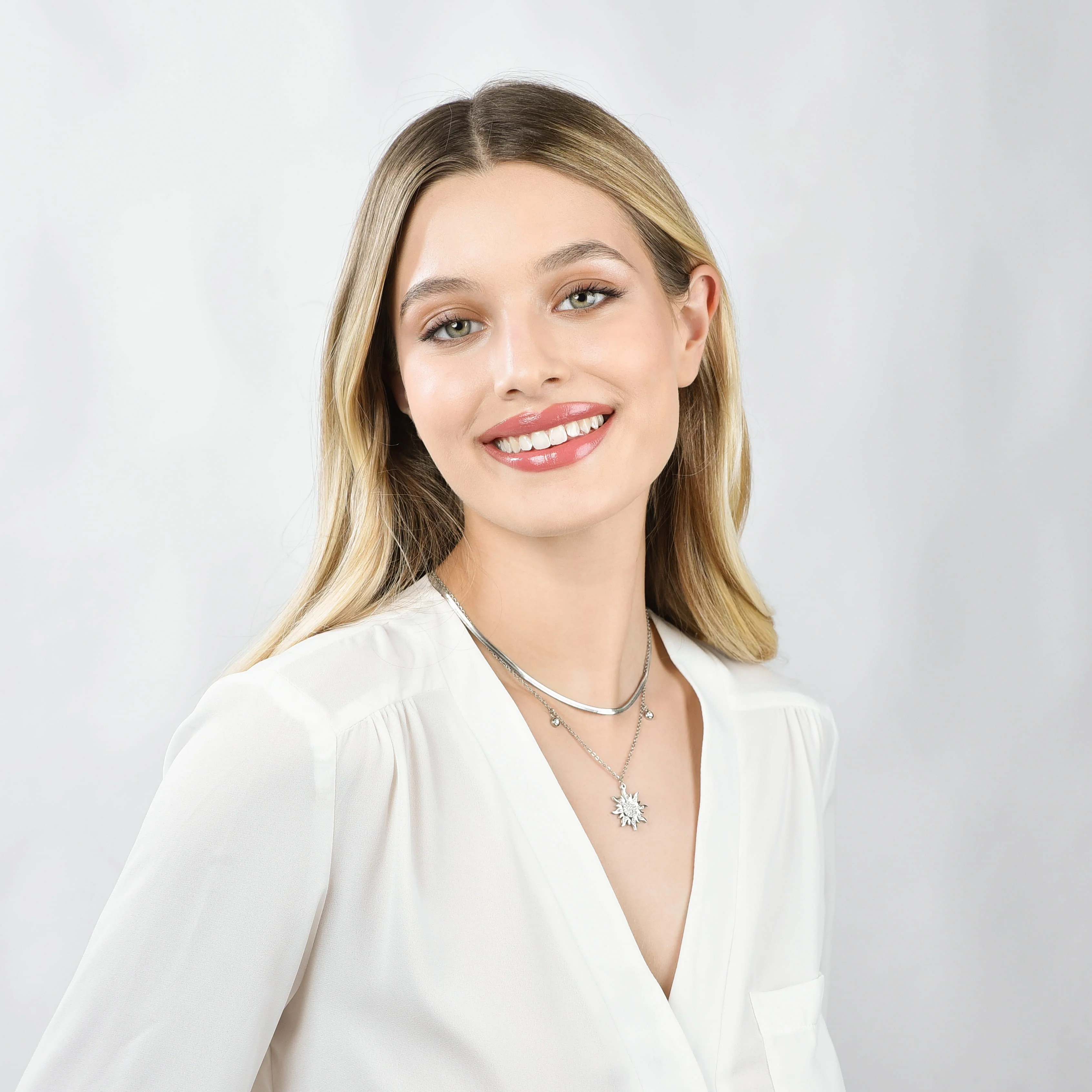 COLLANA DONNA IN ACCIAIO CON SOLE CON CRISTALLI BIANCHI - Image 3