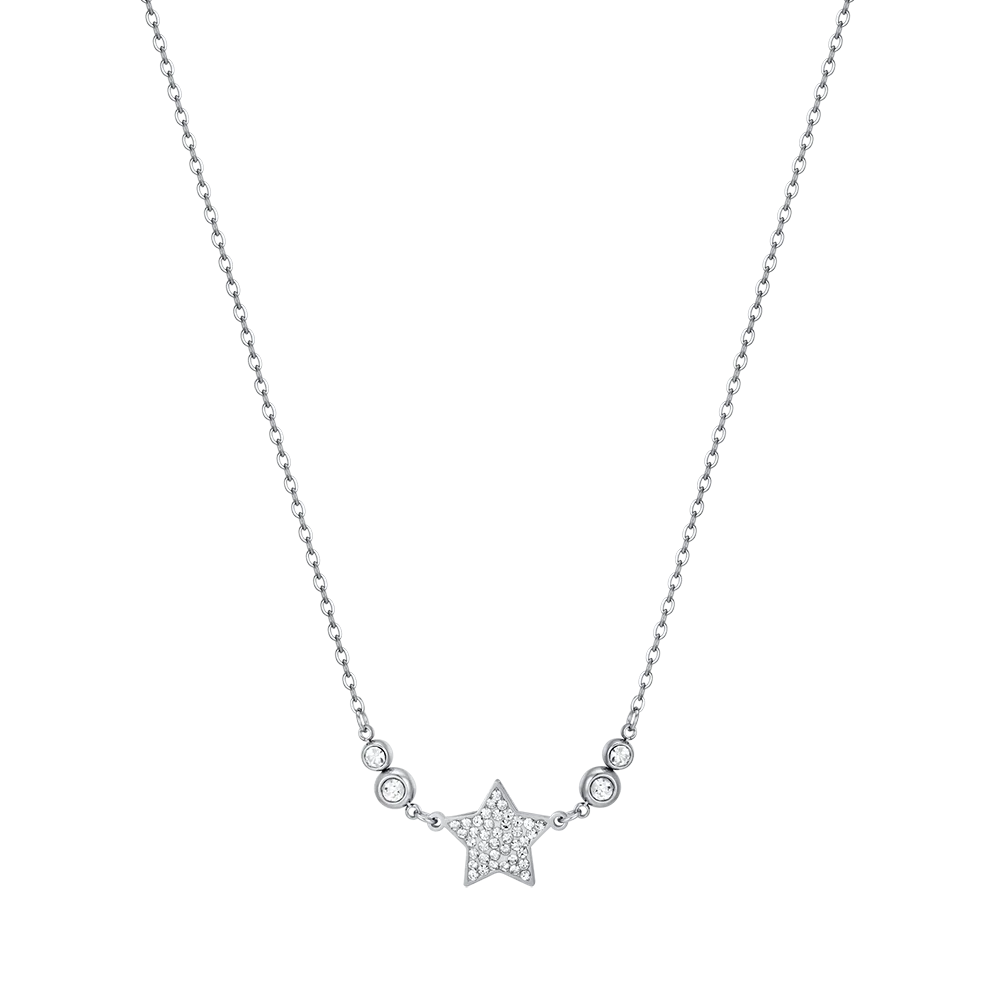 COLLANA DONNA IN ACCIAIO CON STELLA CON CRISTALLI BIANCHI