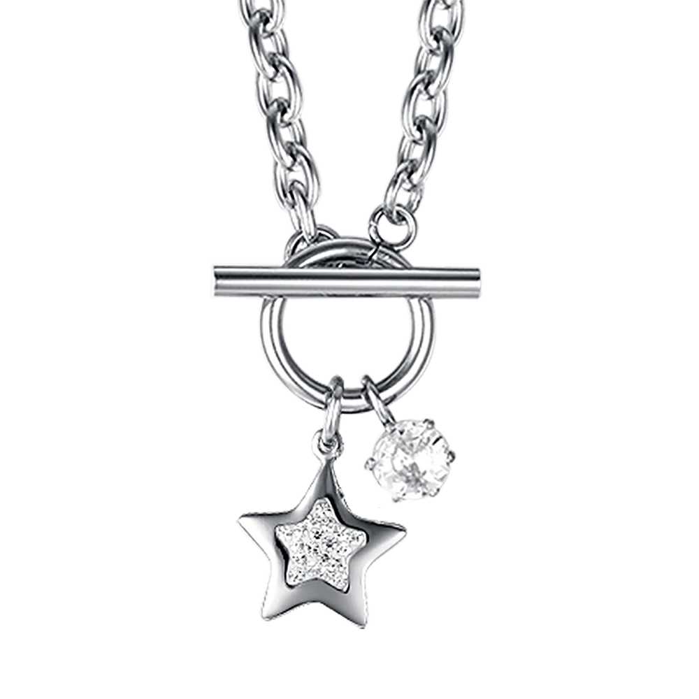 COLLANA DONNA IN ACCIAIO CON STELLA CON CRISTALLI BIANCHI - Image 4