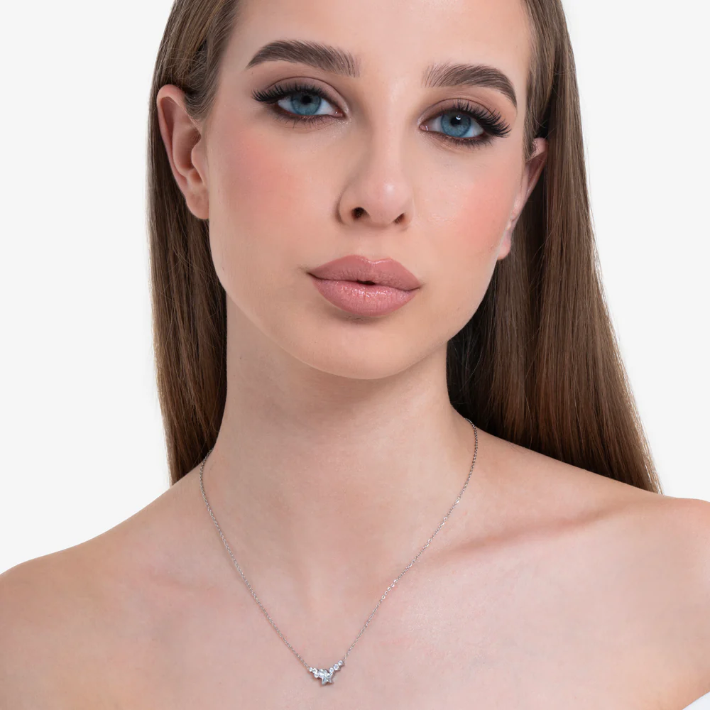 COLLANA DONNA IN ACCIAIO CON STELLA E CRISTALLI BIANCHI - Image 3