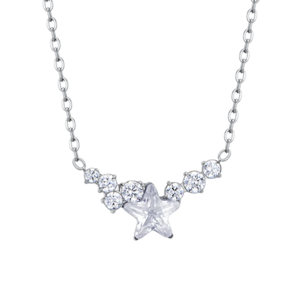 COLLANA DONNA IN ACCIAIO CON STELLA E CRISTALLI BIANCHI - Image 4