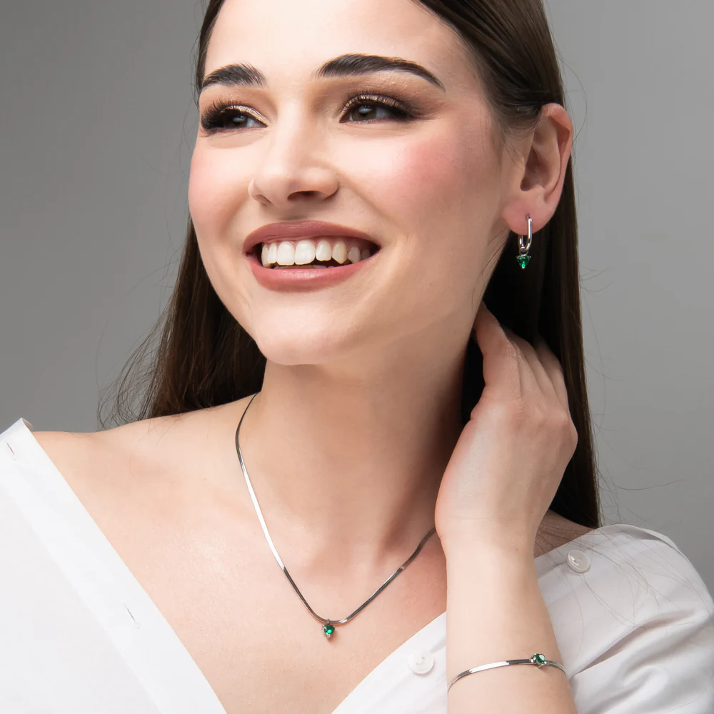 COLLANA DONNA IN ACCIAIO CON ZIRCONE VERDE - Image 4