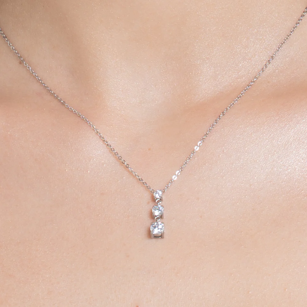 COLLANA DONNA IN ACCIAIO CON ZIRCONI BIANCHI - Image 2