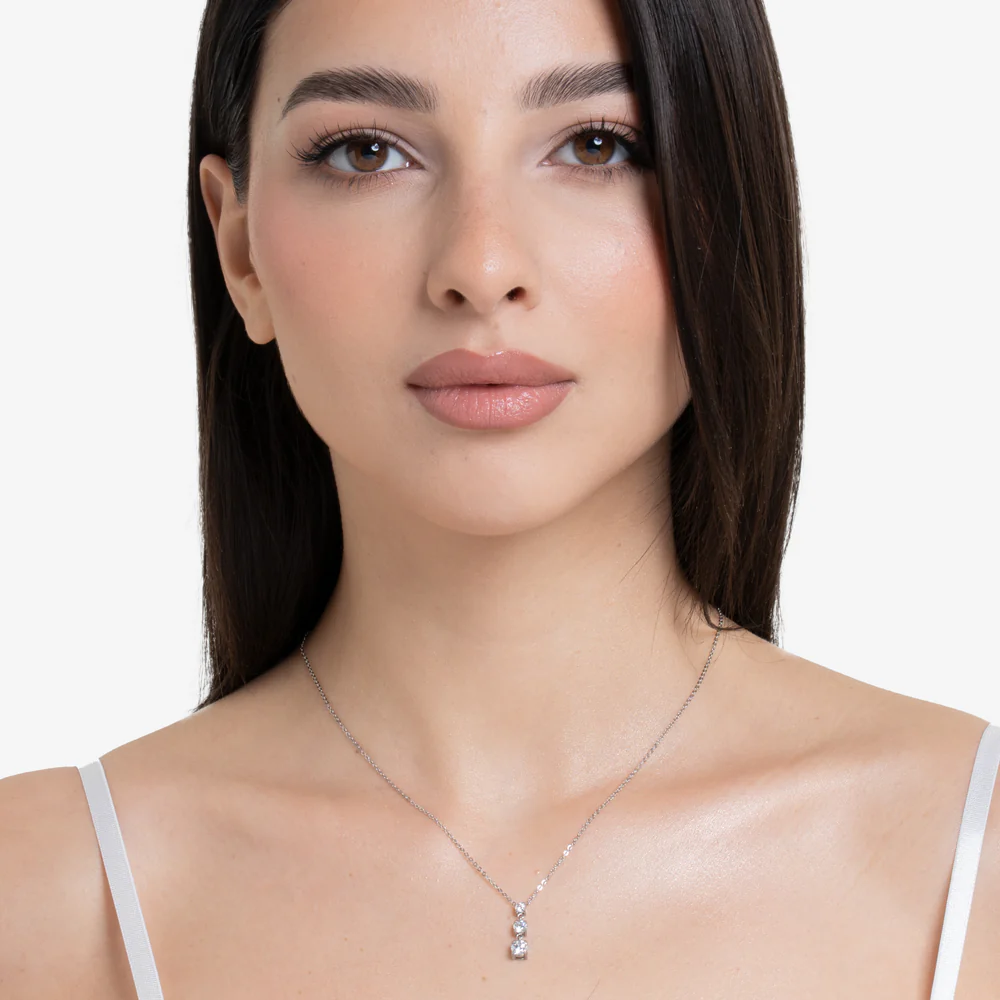 COLLANA DONNA IN ACCIAIO CON ZIRCONI BIANCHI - Image 3