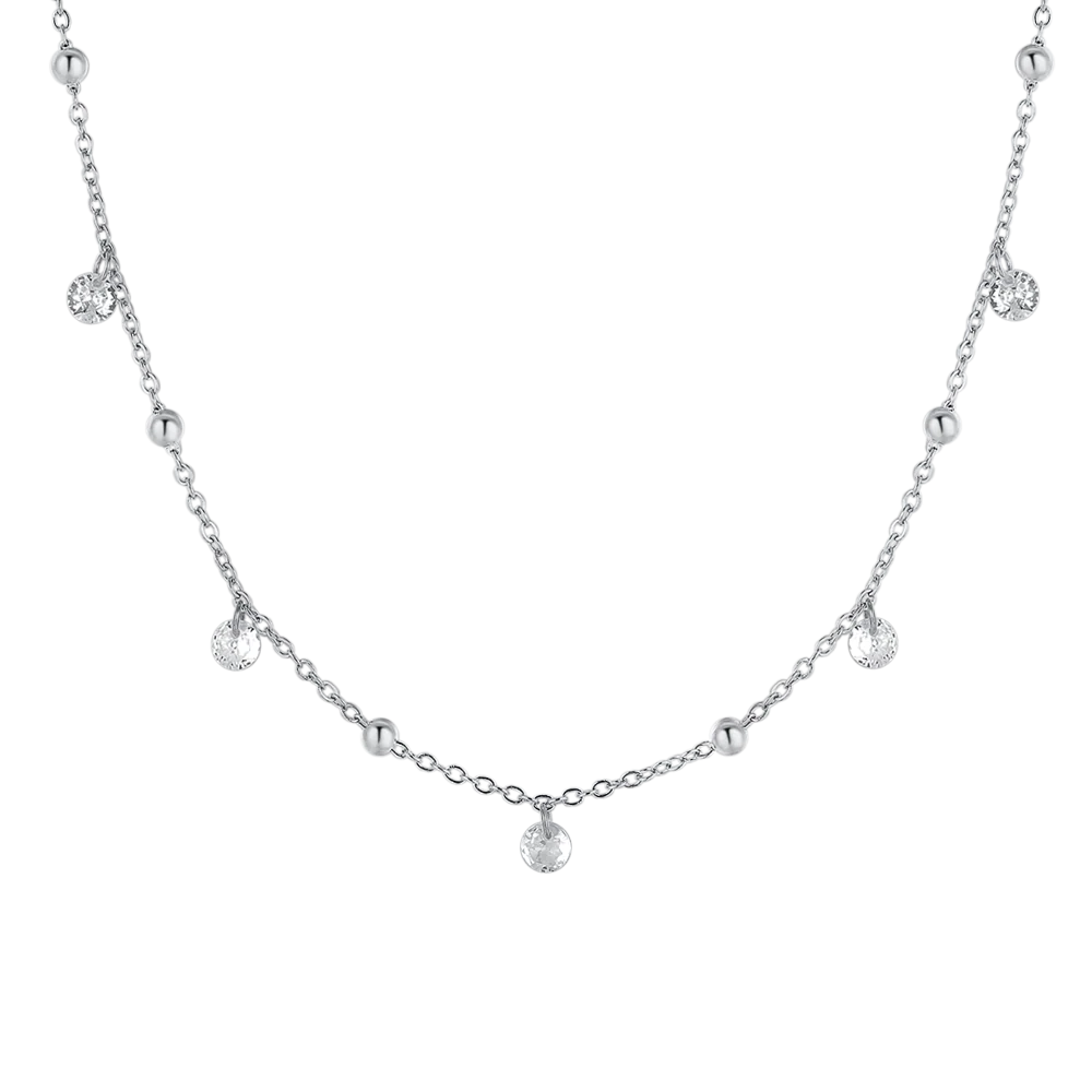 COLLANA DONNA IN ACCIAIO CON ZIRCONI BIANCHI