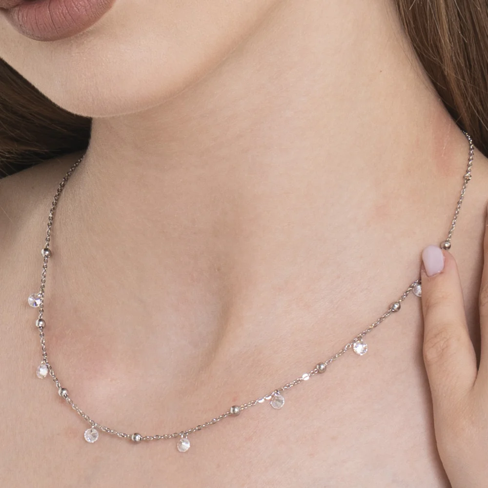 COLLANA DONNA IN ACCIAIO CON ZIRCONI BIANCHI - Image 2