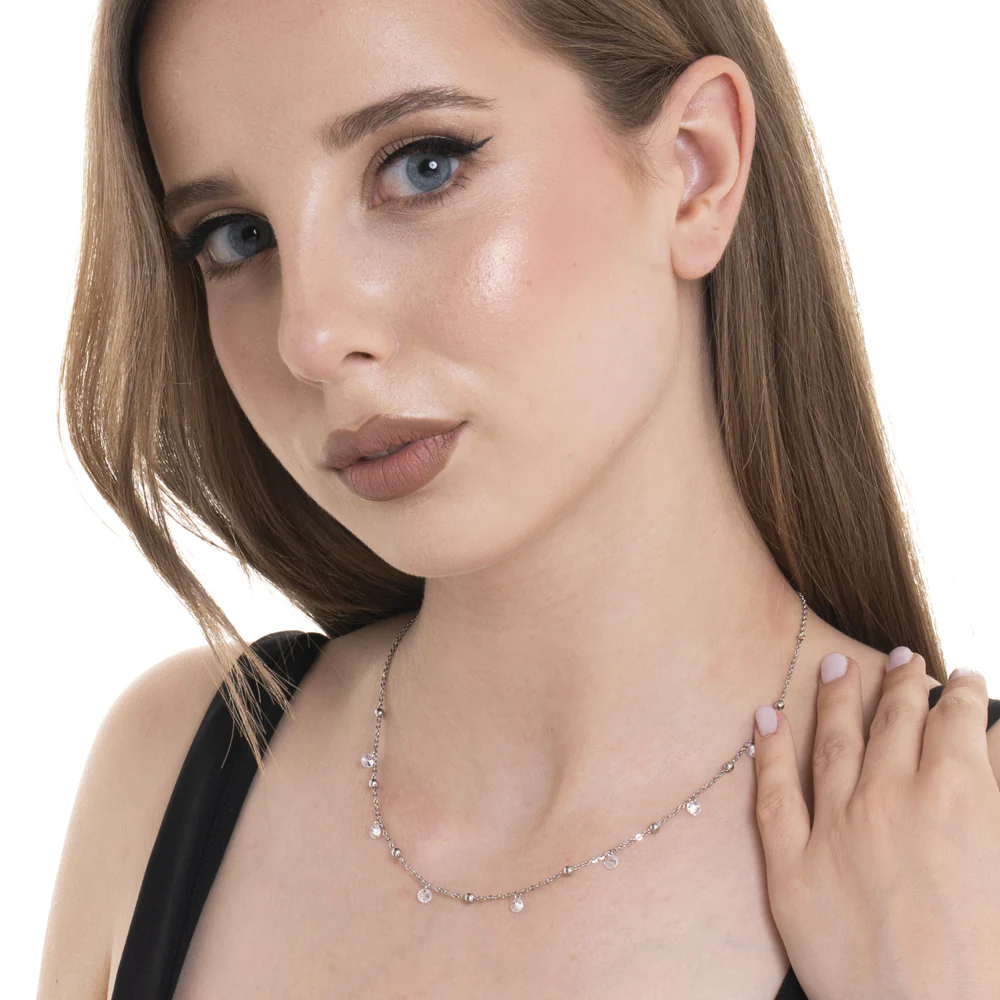COLLANA DONNA IN ACCIAIO CON ZIRCONI BIANCHI - Image 3