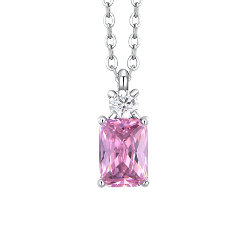 COLLANA DONNA IN ACCIAIO CON ZIRCONI ROSA E BIANCO - Image 4