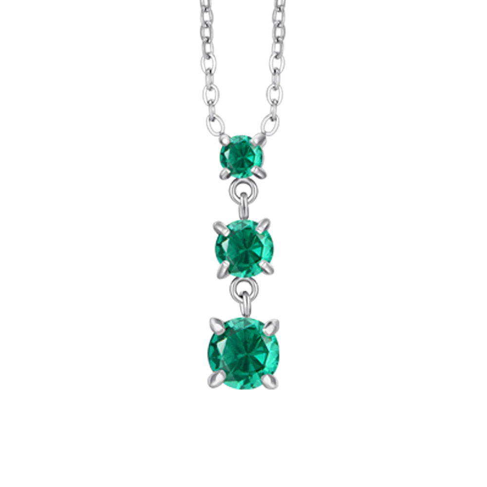COLLANA DONNA IN ACCIAIO CON ZIRCONI VERDI - Image 4