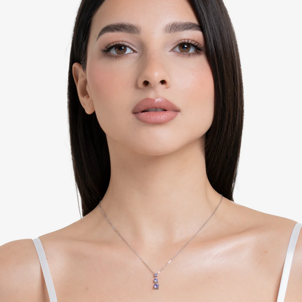 COLLANA DONNA IN ACCIAIO CON ZIRCONI VIOLA - Image 3