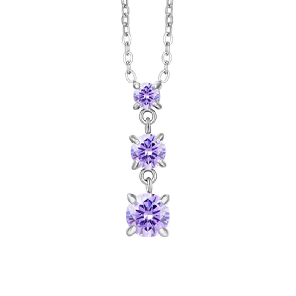 COLLANA DONNA IN ACCIAIO CON ZIRCONI VIOLA - Image 4