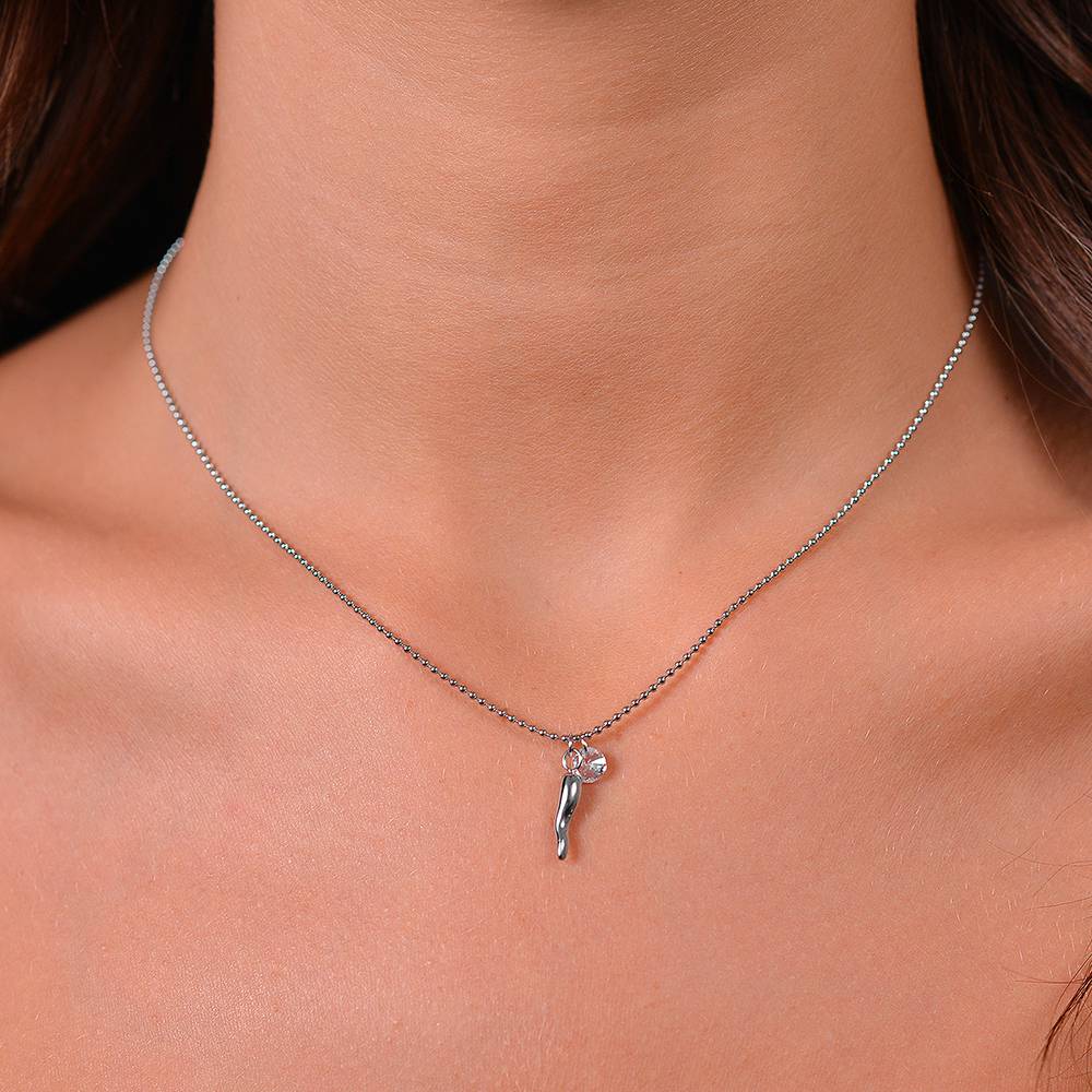 COLLANA DONNA IN ACCIAIO CORNO E ZIRCONE - Image 2