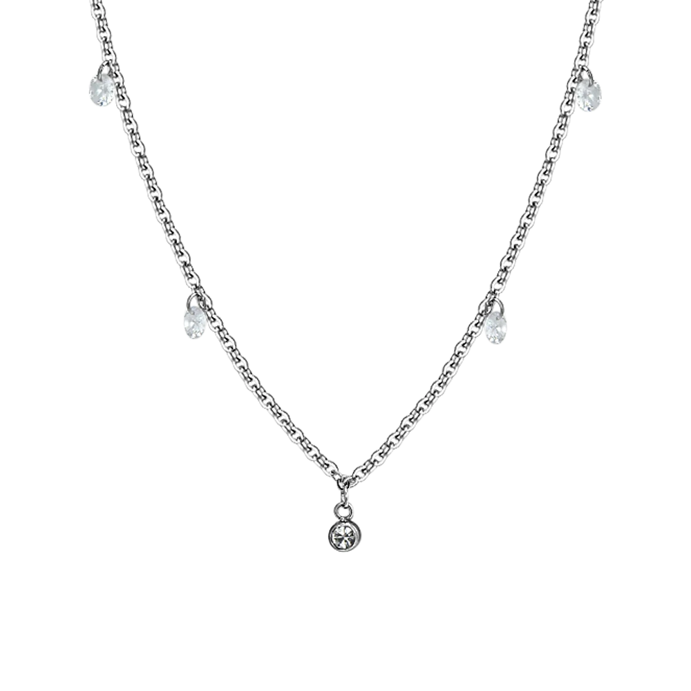 COLLANA DONNA IN ACCIAIO CRISTALLI BIANCHI