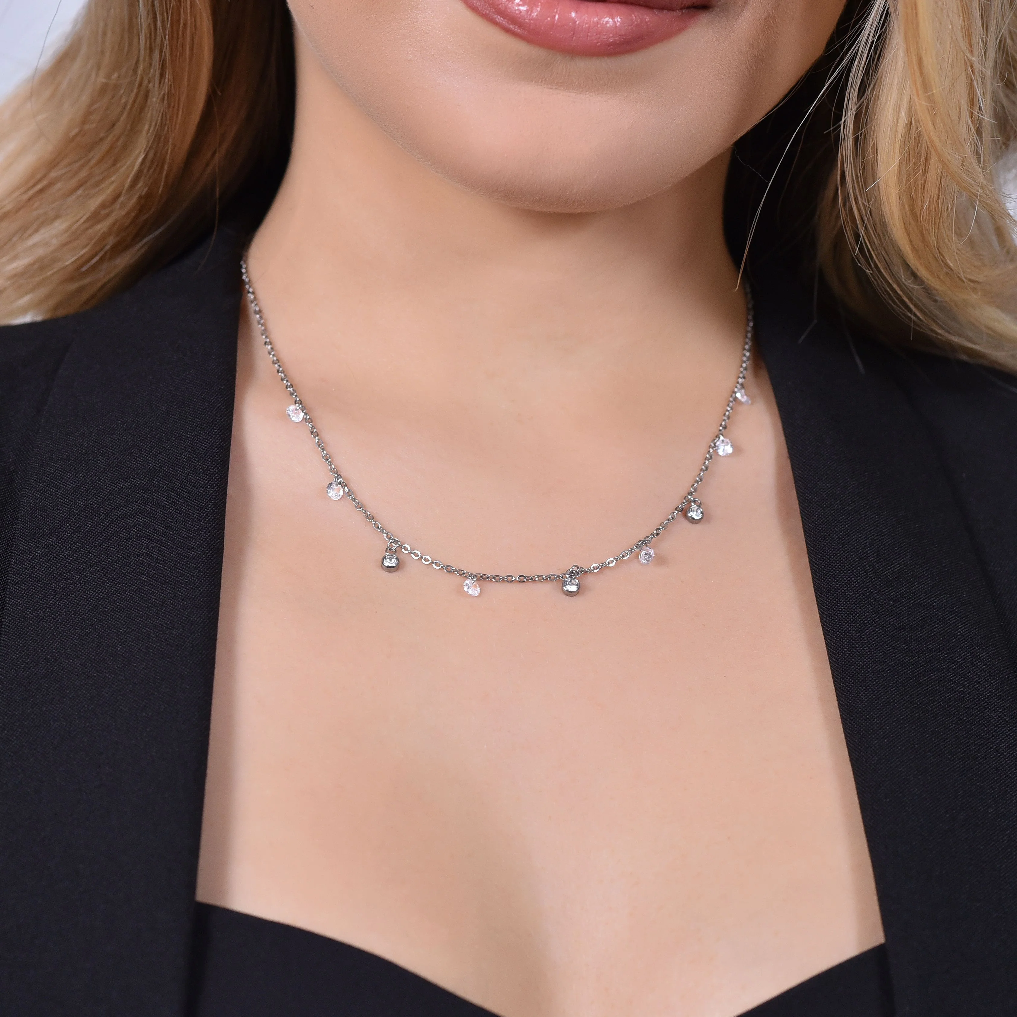 COLLANA DONNA IN ACCIAIO CRISTALLI BIANCHI - Image 2