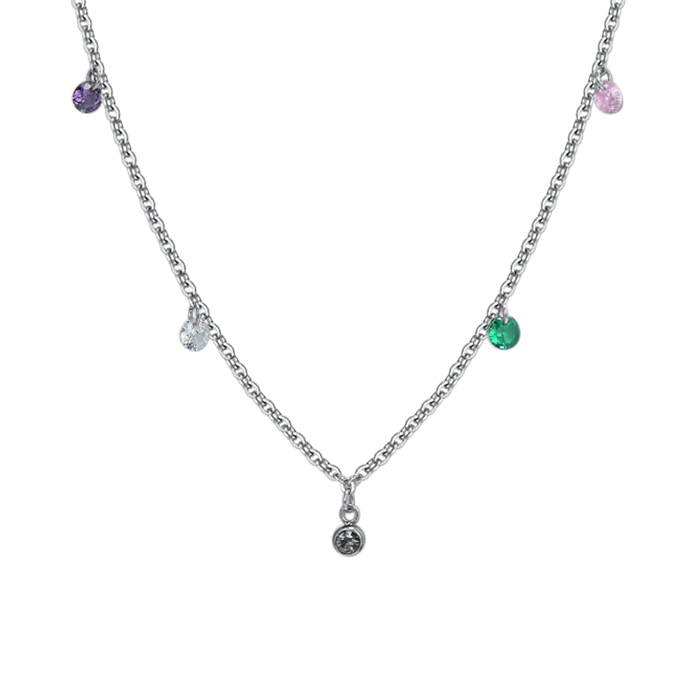 COLLANA DONNA IN ACCIAIO CRISTALLI MULTICOLOR