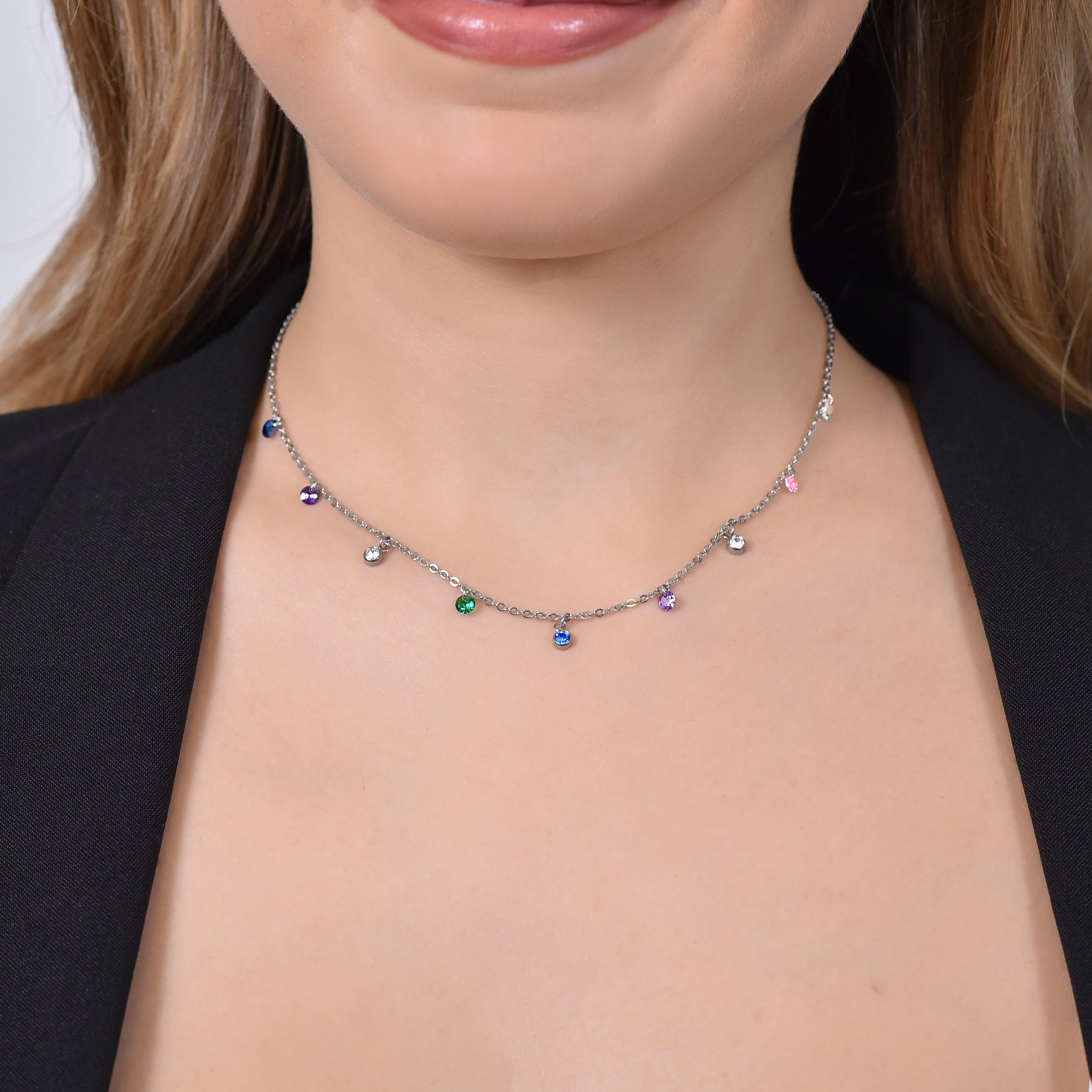 COLLANA DONNA IN ACCIAIO CRISTALLI MULTICOLOR - Image 2